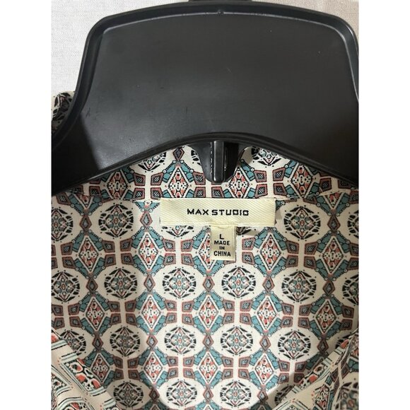 Max Studio Women’s Large Short Sleeve Button Up Blouse - Picture 2 of 8